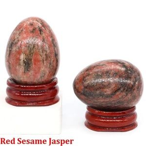 30x40mm Egg Shape Natural Red Sesame Jasper Crystal Stone